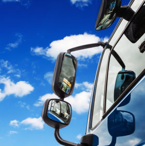 Overall Mirrors Of The Truck Against The Blue Sky